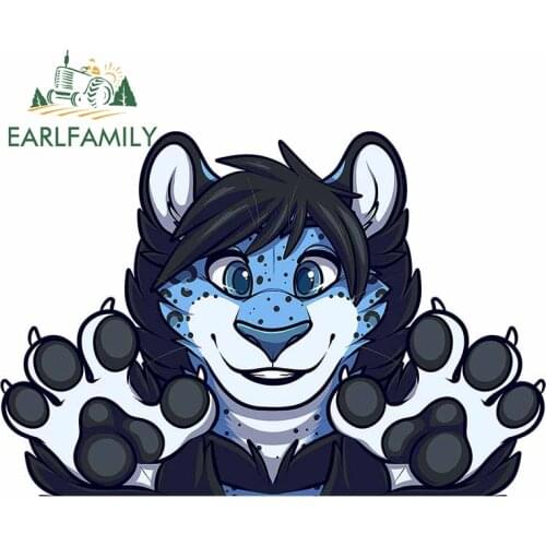 EARLFAMILY 13cm x 8.7cm for Weasyl Furry Car Stickers Waterproof Scratch-proof Window Trunk Decal Decoration for VAN SUV