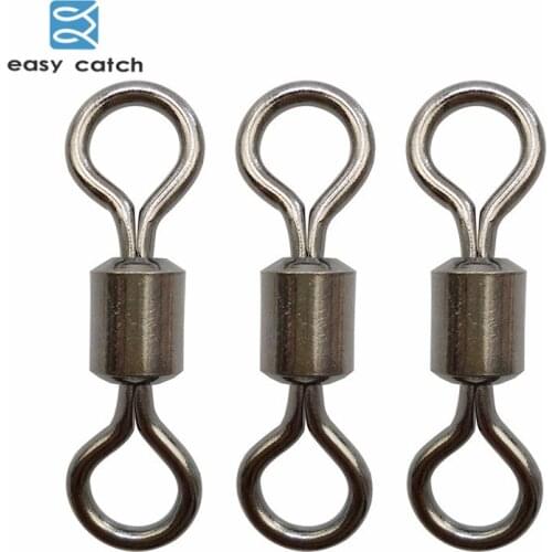 Easy Catch 6pcs Rolling Fishing Swivel With Solid Ring Black Nickle Brass Heavy Duty Big Fishing Connector Accessories