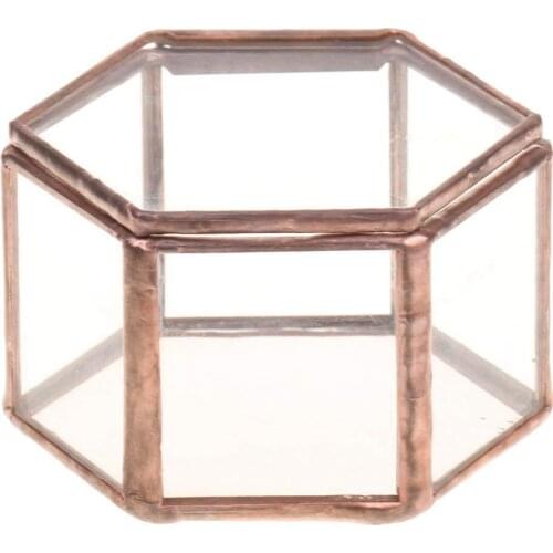 Geometric Glass Terrarium Box Jewelry Box Glass Succulent Plant Pot Deco Hexagon Shape