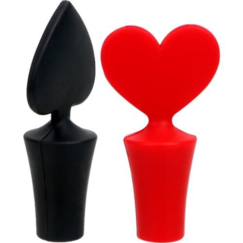 HILIFE Leak Free Silicone Poker Shaped Wine Stoppers Wine Bottle Sealer Cap Bar Tools 1PC Wine Beer Bottle Cork Stopper Plug
