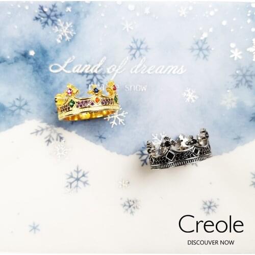 Ring Royal Queen Crown Colorful Stones 925 Sterling Silver with Gold 2021 Brand New Fine Jewelry Trendy Magical Gift For Women