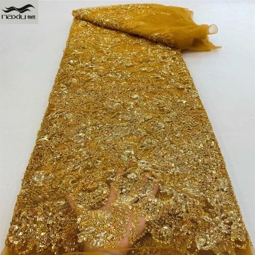 Madison African Handmade Beaded Lace Fabric 2021 High Quality Lace French Lace Fabric Mesh Nigeria Fabric For Wedding Dress