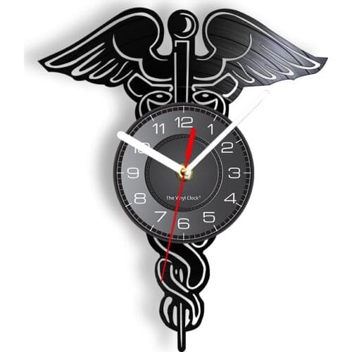 Medical Symbol Wall Clock With LED Backlight Doctor Nurse Healing The Sick Vinyl LP Record Wall Watch Medical Staff Gift Artwork
