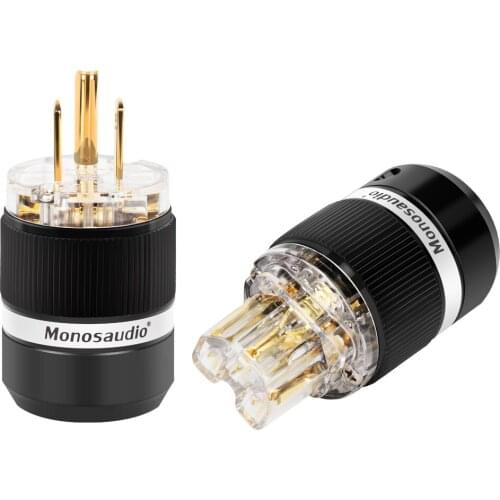 Monosaudio M101G/F101G Hi-end Pure Copper Gold Plated US Power Plug Audio Power Connector Hifi DIY Power Cord Cable Connector