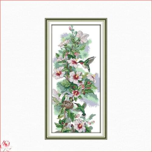 Birds and Flowers Cross Stitch Kit 14ct 11ct Count Printed Stitches Embroidery DIY Handmade Needlework Easy To Use Home Deco