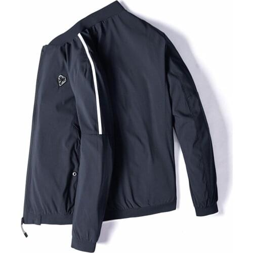 Spring and autumn 2020 new mens jacket plus size loose short zip baseball collar coat casual comfortable coat