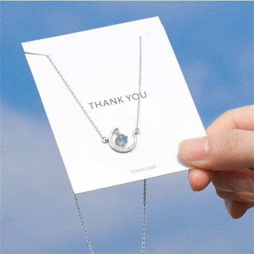 OBEAR Moon Star Necklaces Moonstone Pendants for Women Fashion Jewelry Silver Plated Choker Design Party Gift