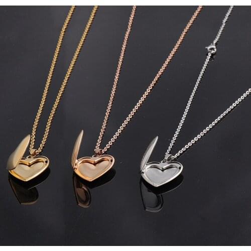 DIY Love Photo Box Stainless Steel Necklace Love Heart Locket Pendants for Women Men Openable Photo Frame Picture Necklace