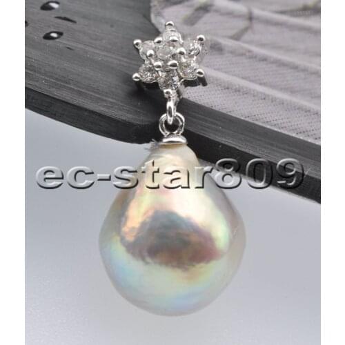 P6830 18mm Peacock-Lavender Baroque Drop Keshi Edison Pearl Pendant