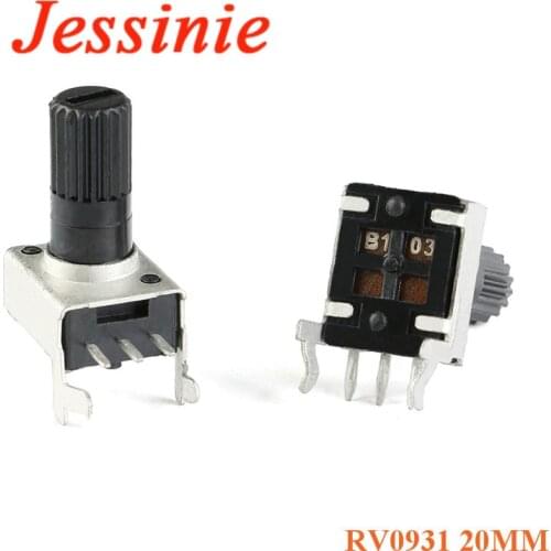 10pcs RV09 RV0931 Potentiometer Side-Adjustable Handle 20mm Shaft 1K/B102 5K/B502 10K/B103 50K/B503 100K/B504 WH09 0931