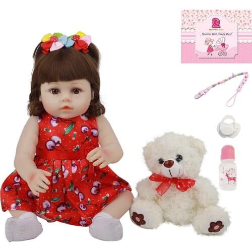 18" 48 CM Realistic Baby Bebe Reborn Doll For Girl Pure Handmade Silicone Full Body Babies Doll Toy Kid Gifts Bedtime Playmate