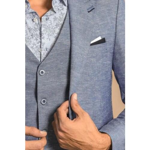 Self-Patterned Light Blue Suit for Men Wessi