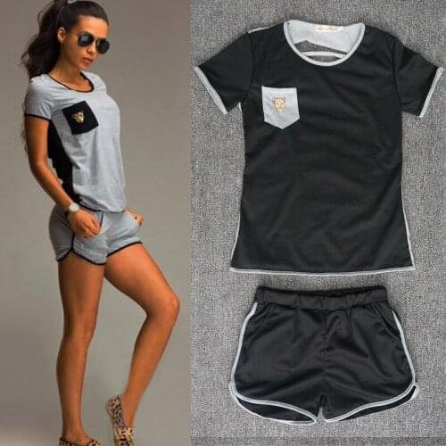 Sexy Women Short Sleeve T-shirt Top Sportwear Shorts Pants Tracksuit Outfit Clothes Sets Jumpsuit Summer Woman Suit back out new