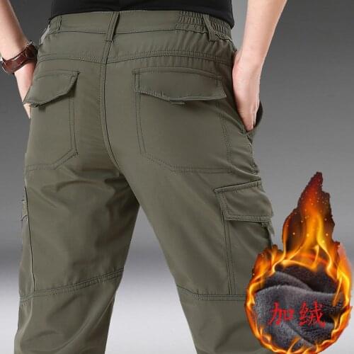 Winter Outdoor Quick Drying Pants Nylon Fiber Fabric Plus Velvet Thicken Warm Hiking Camping Climbing Men Women Long Trousers