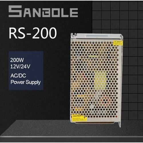 Single Group RS-200-24 Switching Mode Power Supply Lamp Bring 12/24V 200W LED Metal Shell