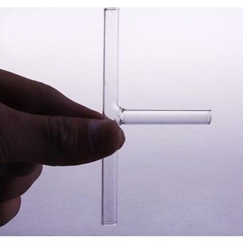 Laboratory Glassware Tee 3 Way Connector Gas Tube Adapter Diameter 7mm Length 44mm