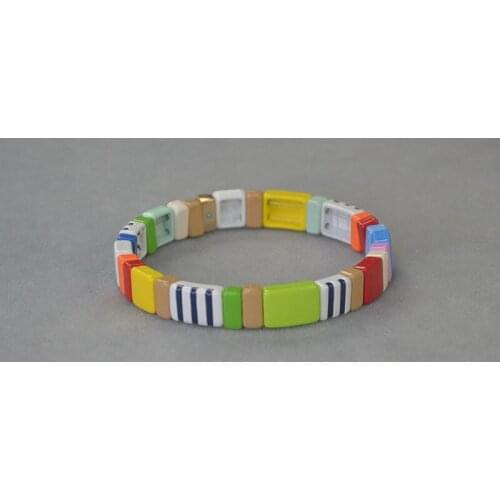 H Enamel Women Rainbow Bracelets Tile Beaded Jewelry Boho Chic Summer Pulsera Stackable Bangle 2021 Gift