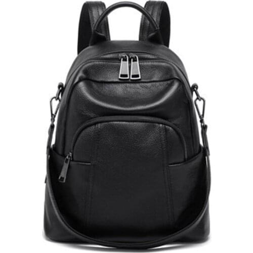 Women Backpack Genuine Leather Rucksack College Student School Bag Natural Cowhide Shoulder Bag Ladies Women Travel Knapsack Bag