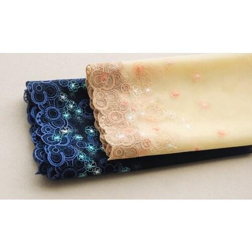 1Yard/20cm Navy Apricot Polyester Soft Mesh Embroidery Lace Trimmings Dress Accessories Lace Fabric Sewing Crafts Doll Material