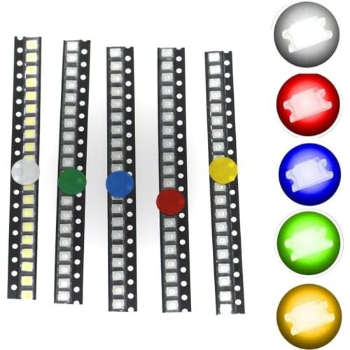 100pcs 3528 (1210) SMD LED Emitting Diode Lamp Chip Light Beads Warm White Red Green Blue Yellow Orange UV Pink RGB Micro 3V SMT