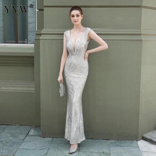 2020 Woman Sexy Transparent Long Eeving Dress Female Sleeveless Bodycon Mermaid Wedding Party Dresses Formal Gown robe de soiree