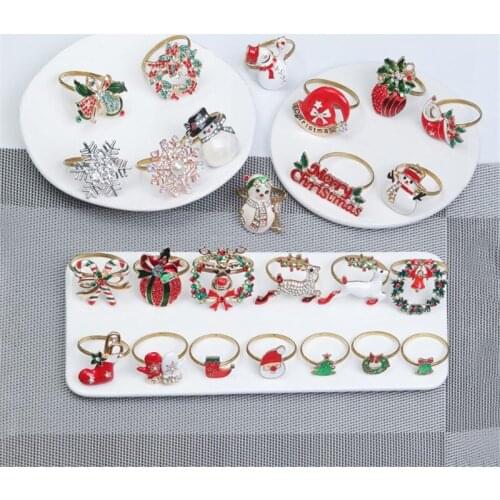 2021 Christmas Napkin Ring Holders Xmas Table Decoration For Home Metal Reindeer Horn Tissue Ring Wedding Banquet Hotel Table