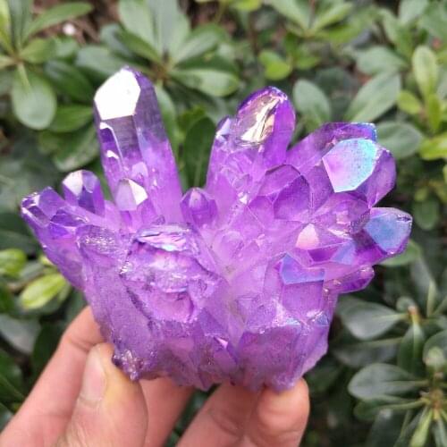 280-300g Rare beautiful purple flame aura quartz crystal cluster specimen wedding decoration aquarium