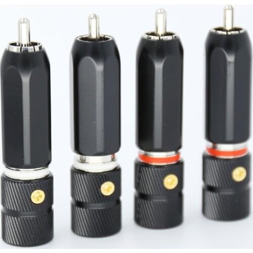 4PCS HIFI screw locking Rhodium Plated RCA Plug Phono Copper Connector