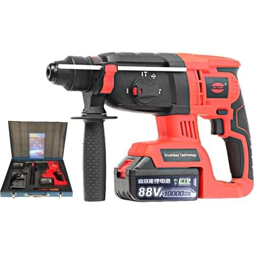 88VF Cordless Hammer Drill 10000mAh Rechargeable Lithium Battery DC Hammer Power Drill Industrial Electric Power Tool LED Light