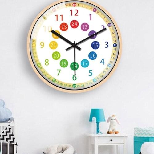 Silent Non Ticking Kids Wall Clock Battery Operated Colorful Decorative Clock for Children Bedroom School Classroom