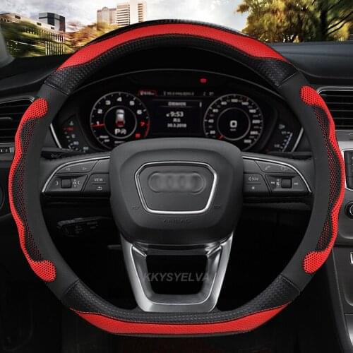 Car leather Steering-wheels Cover 37 38cm 15" non slip for Audi A1 A2 A3 A4 A5 A6 A7 A8l Q2 Q3 Q5 Q7 S1 S2 S3 Sportback Avant