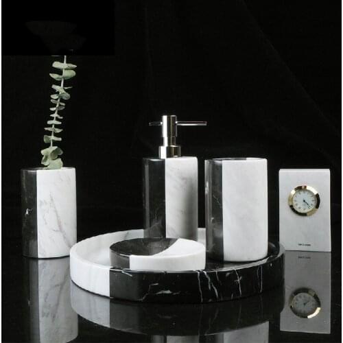 Black and White Marble Lotion Bottle Travel Portable Bathroom Accessories Soap Dispenser Pump Liquid Soap Dispenser Bottle