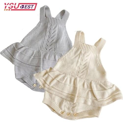 Baby Girl Newborn Knit Rompers Clothes 0-3Yrs Autumn Kids Girl Braces Rompers Infant Ruffle Baby Girl Rompers Cotton Princess