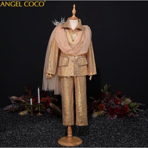 Dubai Saudi Arabia Royal Etiquette Boys Suits For Weddings Luxury Beauty Contest Model Show Catwalk Childrens Stage Costumes