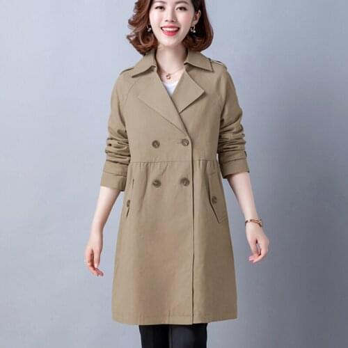 Elegant Long Section Trench Coat Womens 2021 Spring Fall New Coat Korean Loose Double-breasted Casual Outwear M-4XL s843