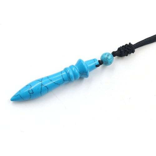 FYJS Unique Handmade Weave Rose Pink Quartz Bullet Shape Pendant Rope Chain Necklace Rock Crystal Jewelry