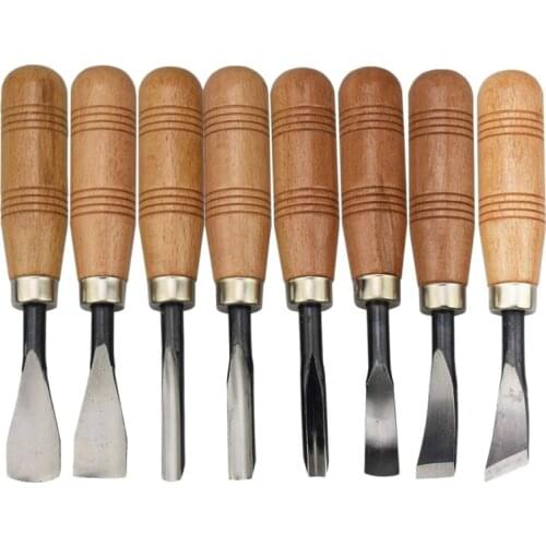 8Pc Woodcut Knife Wood Carving Chisel Set Chip Detail Carving Chisels Kit Rust-Proof Wood Carpenter Hand Tools Working