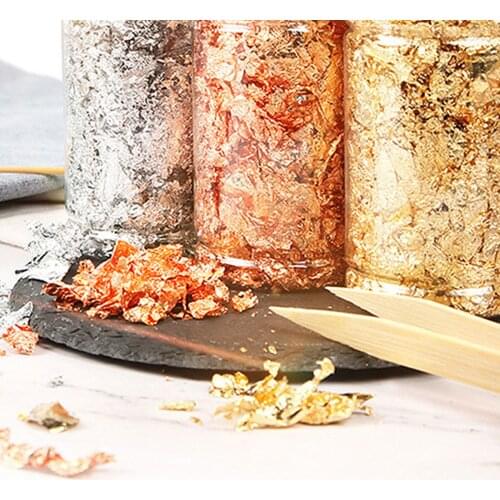3Pieces 3 Colors Gold Foil Leaf Flake Crafts Nails Macaron Baking Decoration