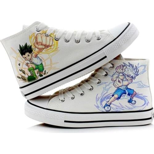 Unisex Anime Cartoon HUNTER×HUNTER GON FREECSS Casual Flats Canvas Shoes Preppy Killua Zoldyck Plimsolls Duck Sneakers