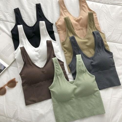 Summer Women Sexy Solid Tank Tops Sports Short Style Seamless Lingerie Korean Casual Backless Slim Vest Crop Top Female