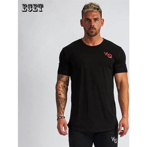 Summer cotton mens T-shirt jogger fashion fitness brand sportswear round neck short-sleeved shirt outdoor casual short-sleeved