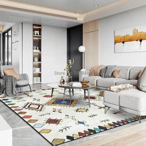 Small Fresh White Background Color Geometric Living Room Bedroom Bedside Carpet Floor Mat Customization