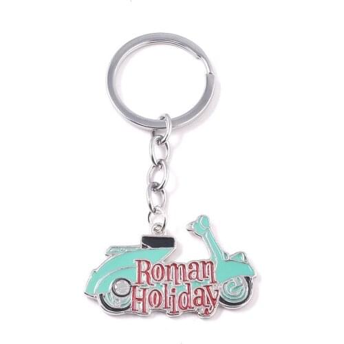 Fashion Classic Roman Holiday Logo VESPA Scooter Motorcycle Alloy Key Chains Keychain Keyfob Keyring Accessories Lovers Gift