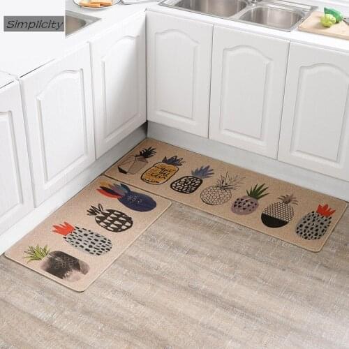 Cartoon Flamingo Deer Fish Cactus Pineapple Fruit Printed Floor Mats Rubber Linen Rugs Doormat Bathroom Kitchen Non-slip Carpet