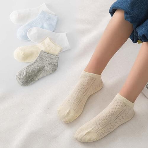 New fashion solid color childrens sneaker sport short socks summer thin mesh breath kids boy girl Ankle socks high quality