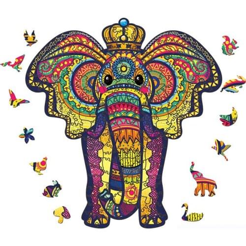 New Elephant Puzzle 3D Wooden Puzzle Children Wooden DIY Crafts Animal Modeling Adults Decompression Toys Classic Toys Puzzles