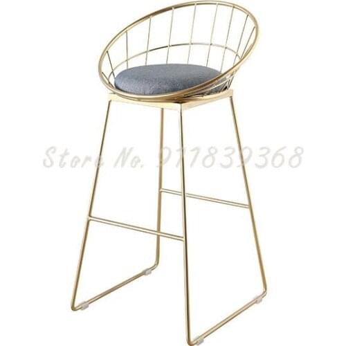 Simple Modern Bar Chair Nordic Stool Gold High Footed Dining Chair Fashion Creative Home Bar Stool Iron Chair
