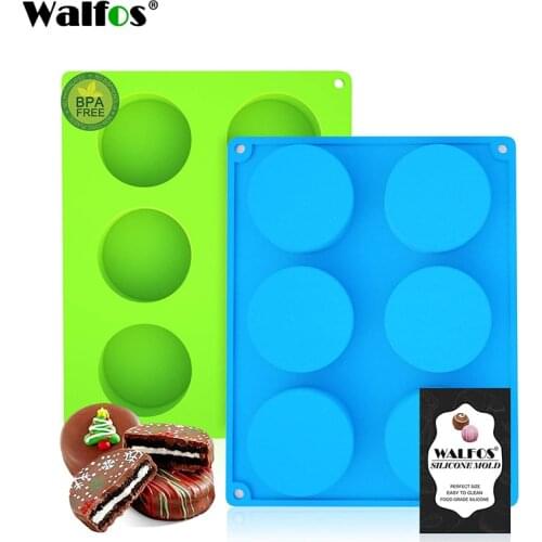 Walfos Silicone Mold Round Non-Stick Cake Chocolate Mold Soap Jelly Muffin Cupcake Moulds Cake Decorating Baking Pastry Tools