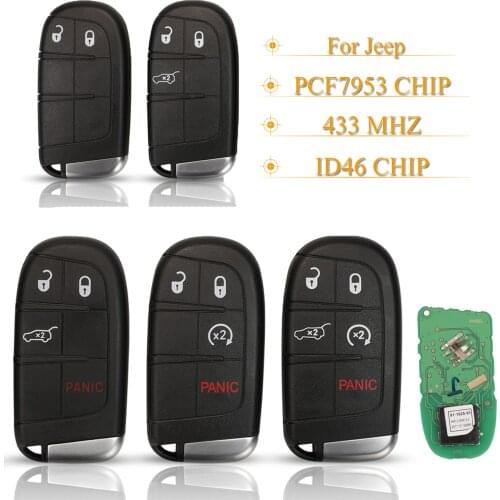 Kutery 2/3/4/5 Buttons Smart Remote Car Key Fob 433Mhz ID46 PCF7953 Chip For Jeep Grand Cherokee 2014 2015 2016 2017 2018 2019