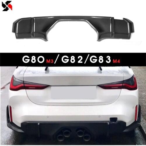 Dry Carbon Fiber Rear Bumper Lip Spoiler Diffuser Fit For BMW 2021-Present G80 M3 G82 G83 M4 Rear Diffuser Lip Spoiler